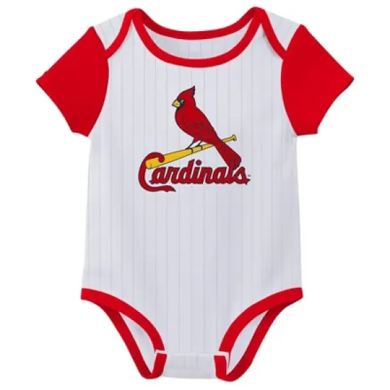 MLB St. Louis Cardinals Infant Boys' White Pinstripe 3pk Bodysuits image {1}