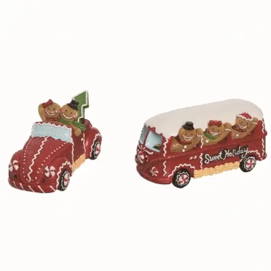 Transpac Gingerbread Sweet Ride Figurine Set of 2 Christmas Home Decorations Resin Decorative Objects image {1}