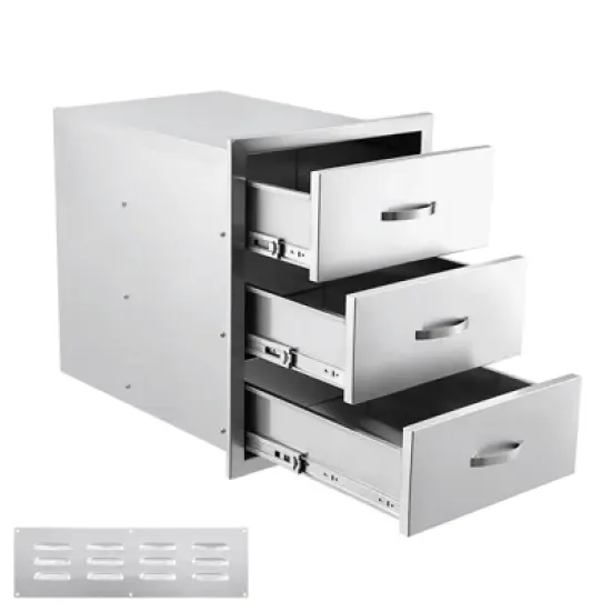 Outdoor Kitchen Drawers, Stainless Steel BBQ Drawer with Divider - Built-in Flush Mount for BBQ Islands image {8}