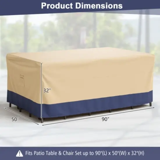 Costway Patio 90''x50'' Dining Set Cover Rectangle Table Chair Waterproof Handle Air Vent image {1}