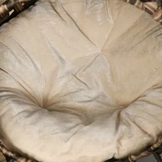 PawHut 20.5" Rattan Cat Bed, Elevated Wicker Kitten House Round Condo with Cushion image {5}