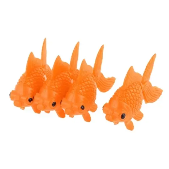 Unique Bargains Plastic Fish Tank Ornament Artificial Swing Tail Goldfish Orange 4 Pcs image {3}