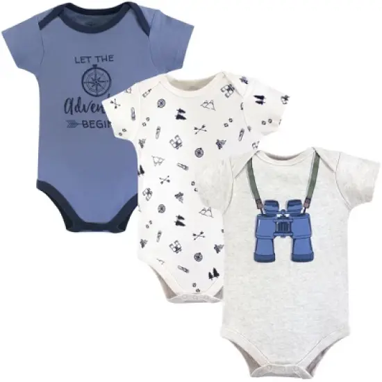 Little Treasure Baby Boy Cotton Bodysuits 3pk, Binoculars image {1}