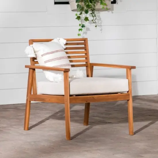 Saracina Home Mid-Century Modern Slatted Outdoor Acacia Arm Chair 
 image {1}
