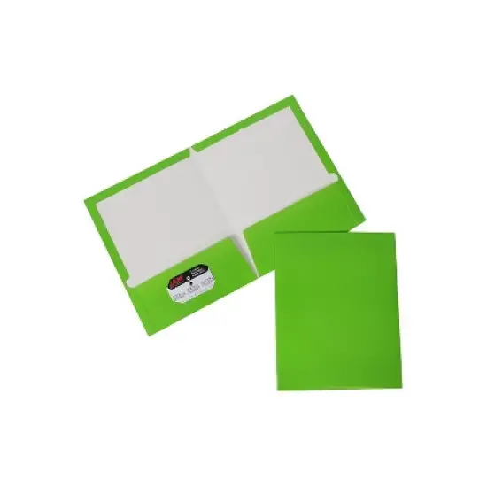 JAM Paper Laminated Two-Pocket Glossy Presentation Folders Lime Green 385GLID image {5}