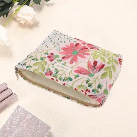 Unique Bargains Portable Galsang Flower Makeup Bag 1 Pc image {2}