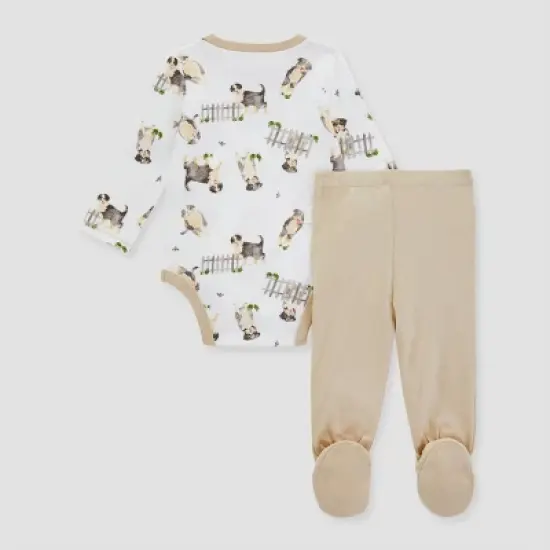 Burt's Bees Baby&reg; Baby Boys' Sheep Dog Bodysuit & Pants Set - Beige image {1}