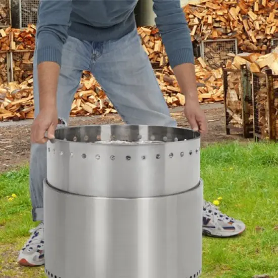 20.5Inch Smokeless Firepit, with Removable Ash Base, Stainless Steel Wood Burning Fireplace for Camping, Outside, Bonfire, Backyard and Patio image {2}