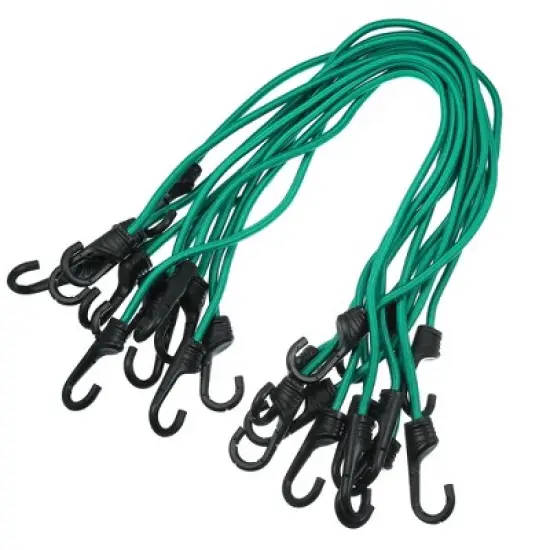 Unique Bargains Strong Elastic Strapping Rope Hooks for Bicycle Dark Green 12 Pcs image {9}