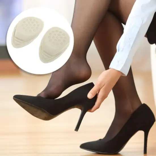 Unique Bargains Soft Pointed Head Shock-absorbing Forefoot Insole Pads Apricot 2 Pairs image {1}