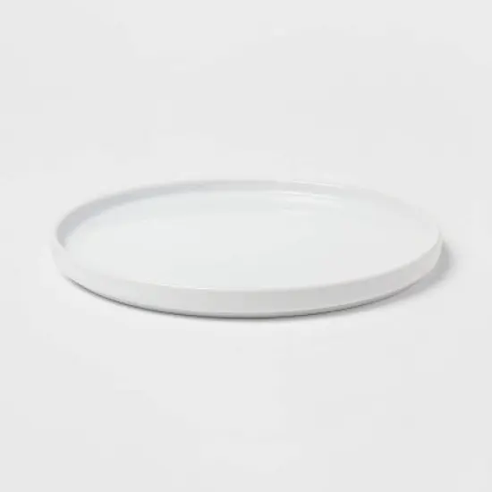 10.5" Stoneware Stella Dinner Plate White - Threshold&trade;: Round, Solid Pattern, Dishwasher & Microwave Safe image {2}