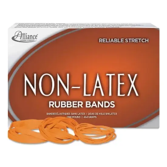 Alliance Non-Latex Rubber Bands Sz. 19 Orange 3-1/2 x 1/16 1750 Bands/1lb Box 37196 image {1}