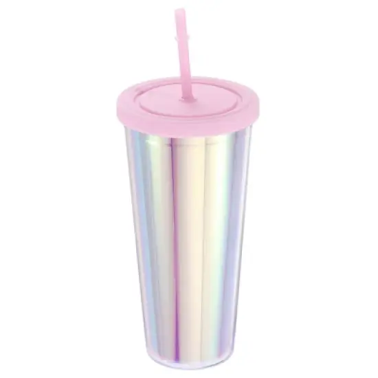 Unique Bargains Acrylic Insulated Double Wall Tumbler with Lid and Straw image {7}