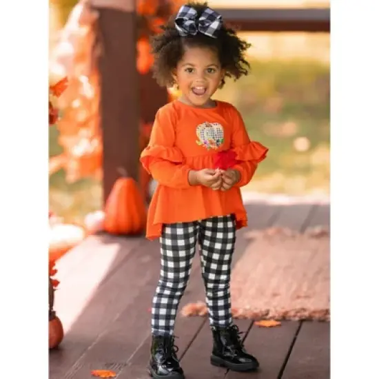 Girls Channel the Flannel Plaid Legging Set - Mia Belle Girls image {3}