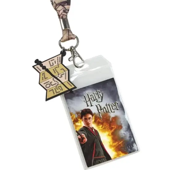 Harry Potter I Solemnly Swear That I Am Up To No Good Lanyard w/ Badge Holder and Marauders Map Rubber Charm image {1}