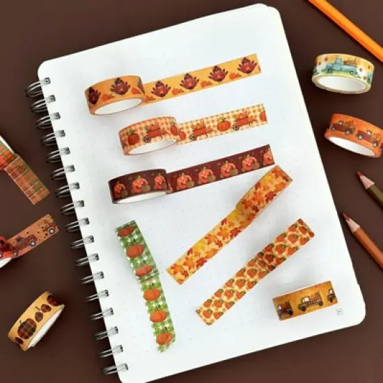 Wrapables Decorative Washi Tape for Scrapbooking, Stationery, Diary, Card Making, (12 Rolls) Pumpkin Fun image {4}