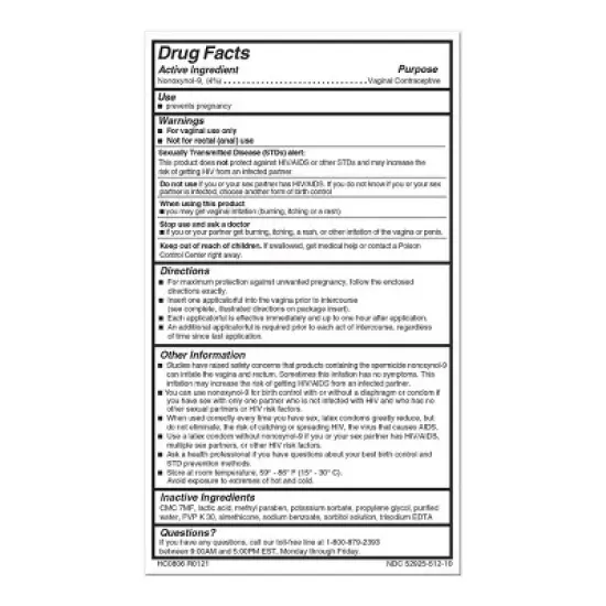 VCF Contraceptive Fragrance free Gel Pre-Filled Applicators - 10ct image {3}