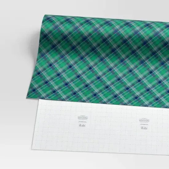 40" 125 sq ft Christmas Roll Wrap Green/Blue Plaid - Wondershop&trade; image {2}