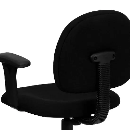 Flash Furniture Wayne Mid-Back Black Fabric Swivel Task Office Chair with Adjustable Arms image {5}
