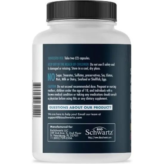 Sea Moss Ashwagandha Black Seed Oil Berberine and Ginger Supplement Capsule, 18 Key Nutrients for Overall Health Support, Bioschwartz, 120ct image {6}