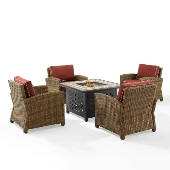 Bradenton 5pc Outdoor Wicker Arm Chair & Fire Table Set - Crosley
 image {21}