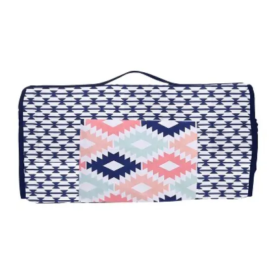Bacati - Emma Coral Mint Navy Toddler Nap Mat image {1}