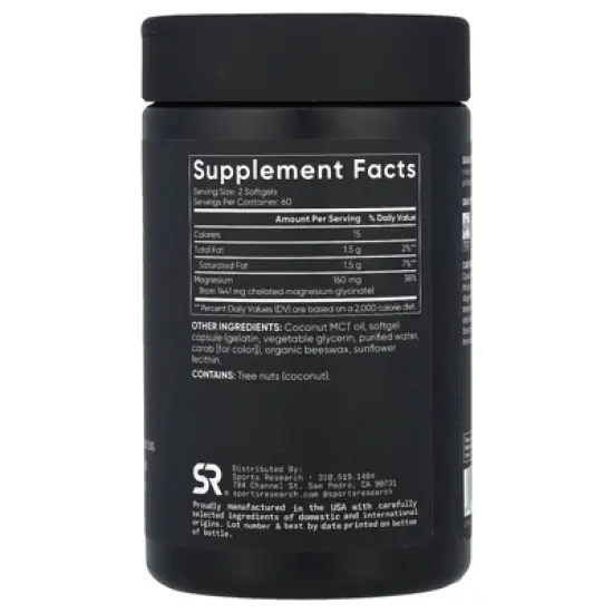 Sports Research Magnesium Glycinate, 120 Softgels (80 mg per Softgel) image {1}