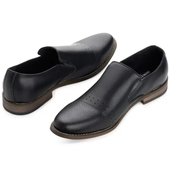 Alpine Swiss Double Diamond Mens Leather Slip-On Loafers Dress Shoes image {3}