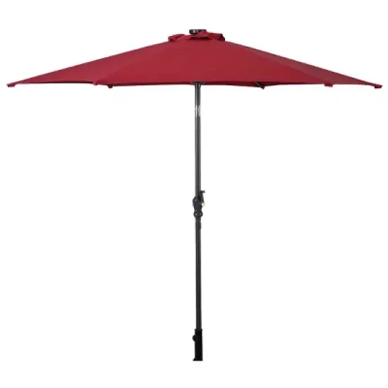 Tangkula 9' Outdoor Patio Umbrella Offset w/LED Light No Base Beige/Burgundy/Tan image {5}