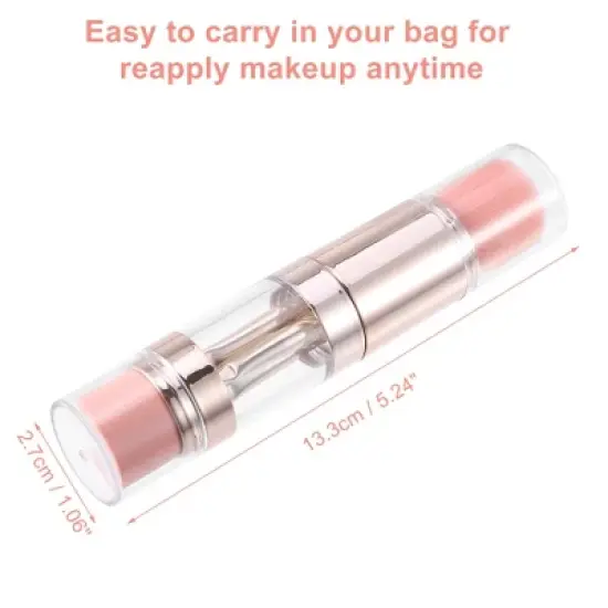 Unique Bargains 5 in 1 Makeup Brush Set Foundation Sponge Brush Eyebrow Brush Plastic Handle Pink 5.2Inches Height 1 Set image {2}