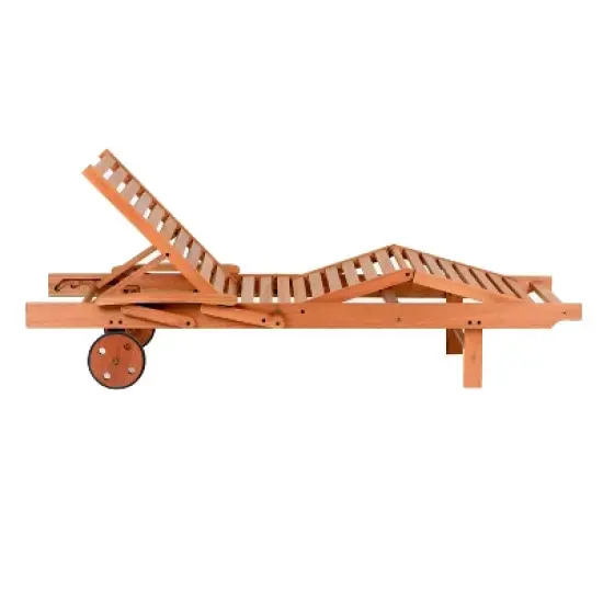 Amazonia Fiji Eucalyptus Wood Outdoor Patio Chaise Lounge Brown: All-Weather, UV-Resistant image {3}