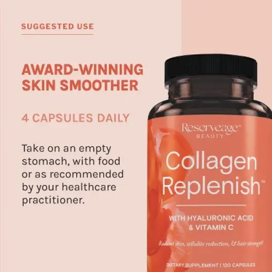Reserveage Collagen Replenish - Skin and Nail Supplement, Supports Collagen and Elastin Production - 120 capsules (30 servings) image {4}