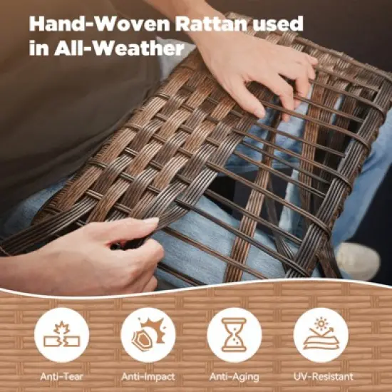 Buenhomino 9PCS Patio Furniture Set, Outdoor Wicker Sofa with Swivel Rocking Chairs Set of 4, Ottomans,Thick Cushions,Rattan Conversation Set image {4}