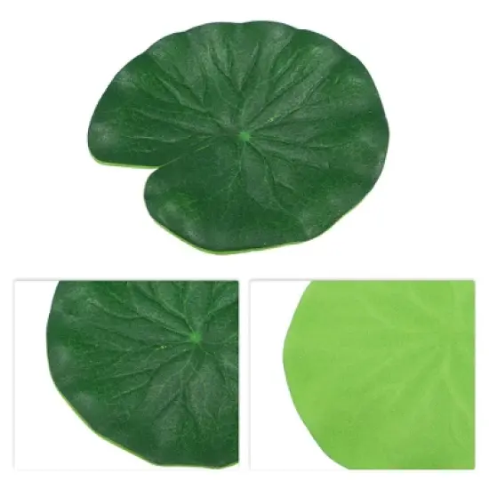Unique Bargains Artificial Lotus Leaves for Garden Ponds Pool Decoration Green 3.9&rdquo; 9pcs image {2}