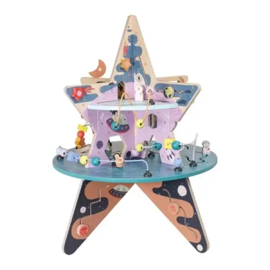 Manhattan Toy Double-Decker Celestial Star Explorer Wooden Activity Center with Shape Gliders, Spinners, Bead Runs and Alluring Artwork image {3}