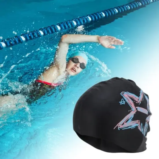Unique Bargains Silicone Star Pattern Swim Cap 1 Pc image {1}