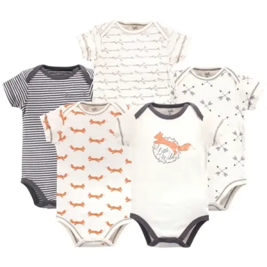 Touched by Nature Baby Boy Organic Cotton Bodysuits 5pk, Fox image {6}