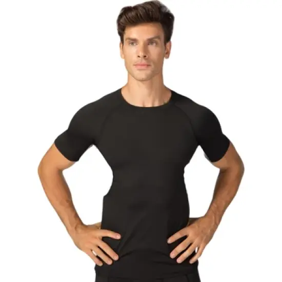 Anna-Kaci Active Men's Fitted Short Sleeve Athletic Shirt with Crew Neck and Color Block Side Panels image {1}