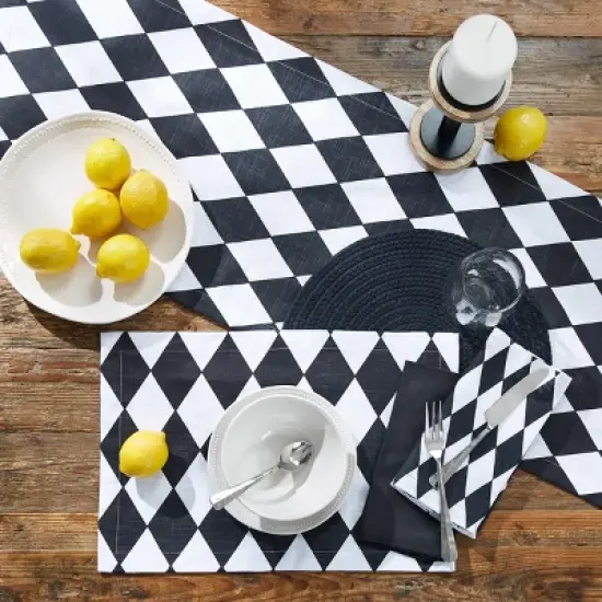 Split P Harlequin Table Runner - 54''L - Black image {1}