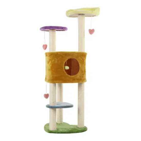 Aisling 4-Tier Modern Sisal Heart Cat Tree with Scratching Posts, Napping Perch, and Dangling Toys image {7}
