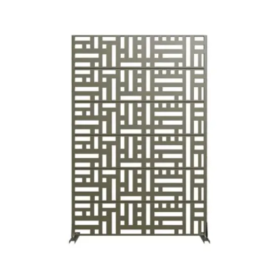 PexFix 72 in. x 47 in. Metal Freestanding Privacy Screen Garden Fence For Deck Patio Balcony Outdoor Privacy Panel Streets Pattern Army Green image {8}