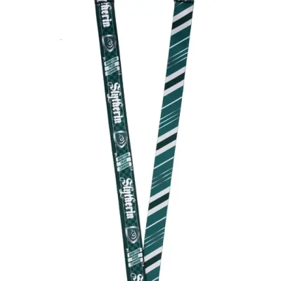 Harry Potter Slytherin Tie Inspired Sublimation Print Metal Charm & Id Holder Lanyard OSFA image {2}