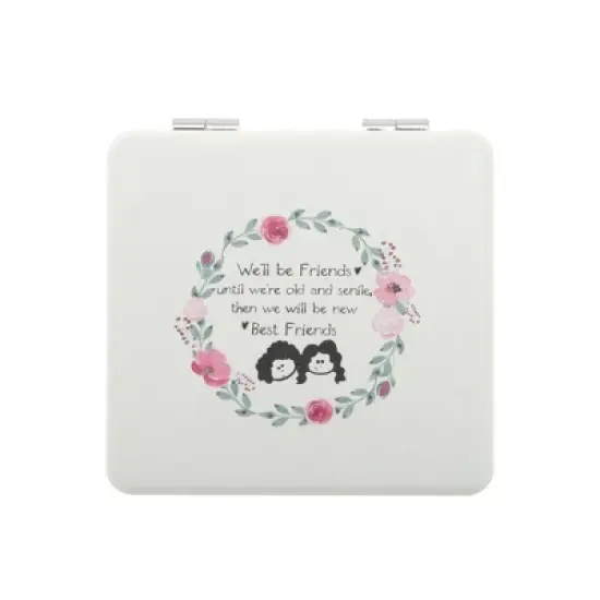 Unique Bargains Women Durable Square Shape Handheld Mirror for Travel White 1 Pc image {5}