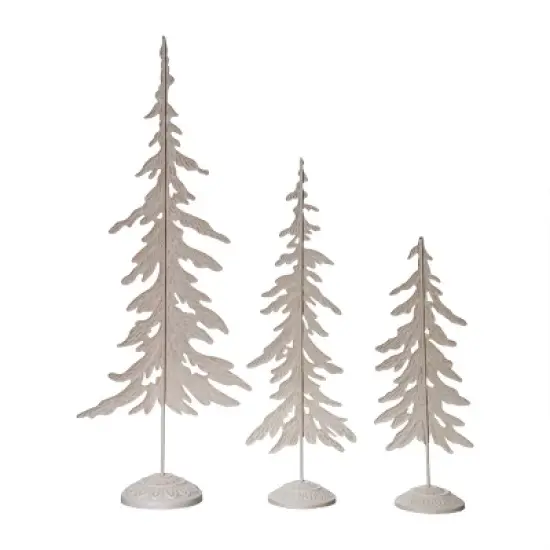 Transpac Rustic Metal Snowy Trees Set of 3 for Christmas Decor, Charming Decorative Objects for Holiday Home Styling image {1}