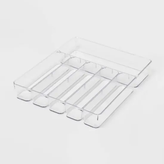 6 Compartment Plastic Drawer Flatware Organizer - Brightroom&trade;: Clear In-Drawer Silverware Tray, Contemporary Style image {3}