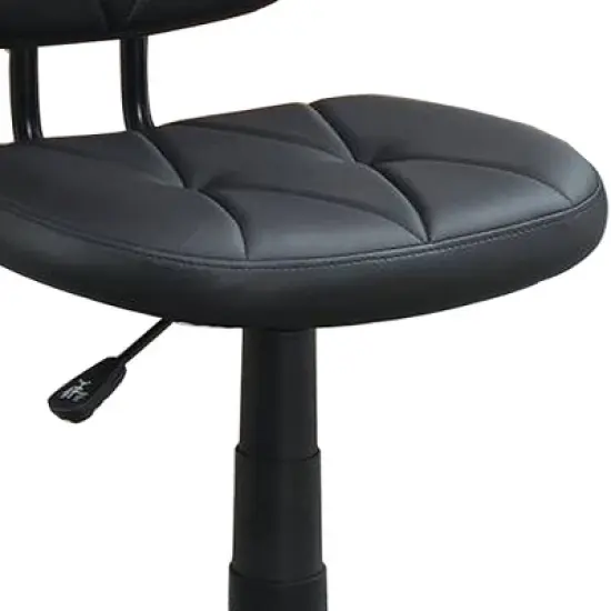 Diamond Stitch and Adjustable Height Office Chair Black - Benzara image {2}