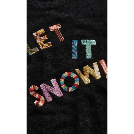 Women's Plus Size Snow Sparkle Sweater - Black | AVENUE image {6}