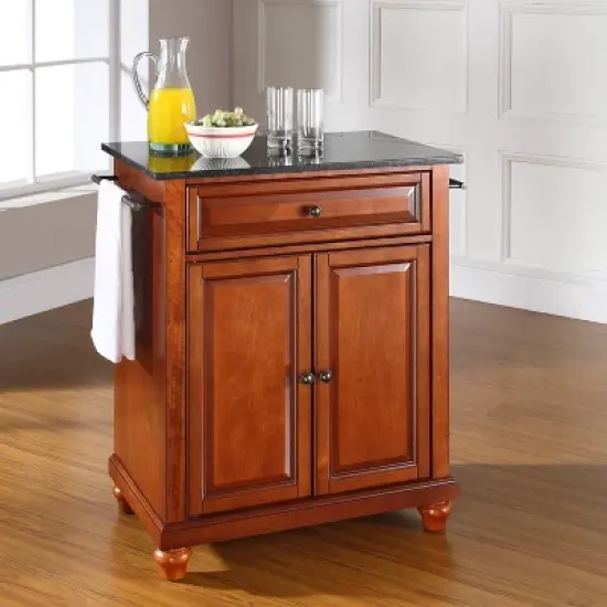 Cambridge Granite Top Portable Kitchen Island/Cart Cherry/Black - Crosley image {1}