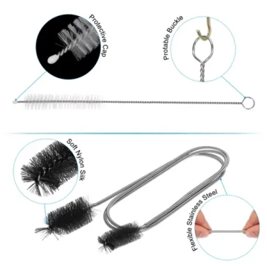 Unique Bargains Flexible Durable Rotatable Bristles Tube Cleaning Brush 1 Set image {2}