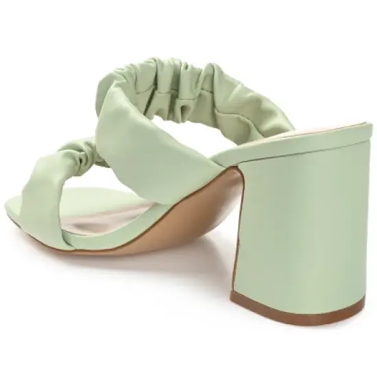 Journee Collection Womens Zoee Open Square Toe Block Heel Sandals Green 7 image {6}